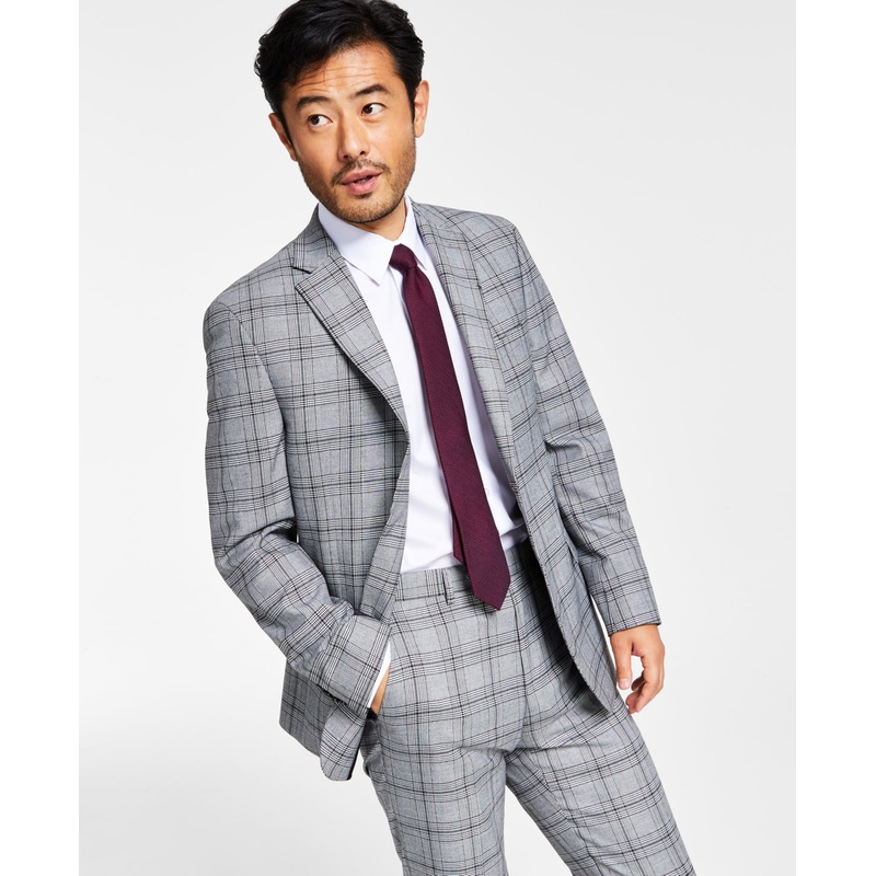 ALFANI Men's Slim-Fit Black & White Pattern Suit Jacket 44S
