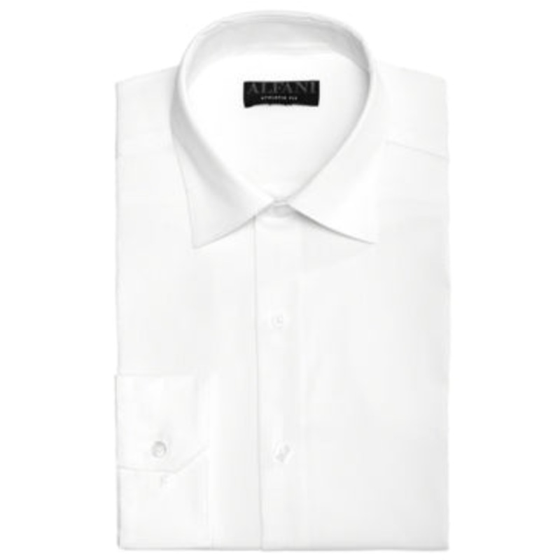 ALFANI Mens Bedford Cord Classic Fit Dress Shirt White 14 14.5 32 33