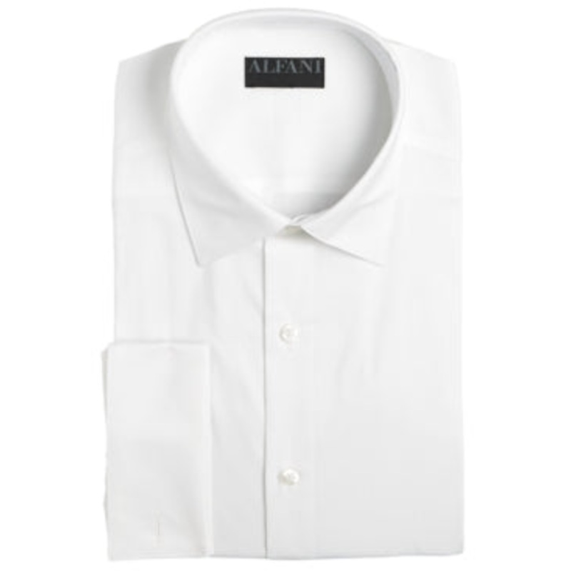 Alfani Mens Slim Fit Alfa Tech Button Down White Dress Shirt 16-16.5 / 34-35