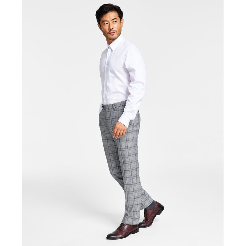 Alfani Mens Slim Fit Black White Plaid Dress Pants 33 x 32