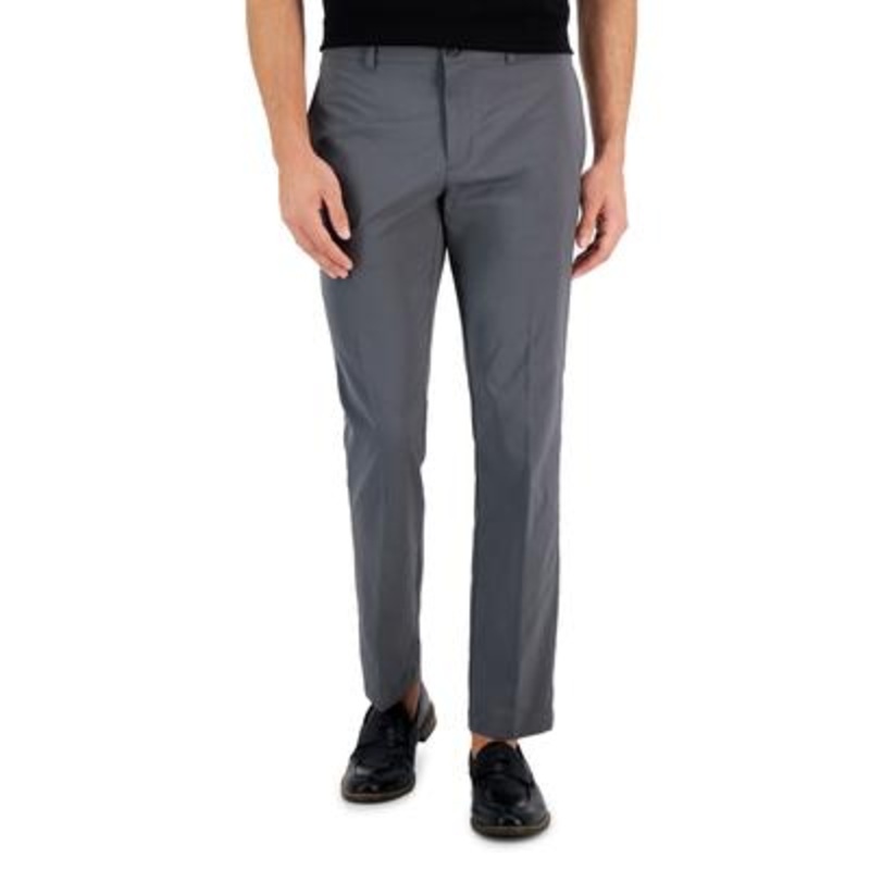 Perry Ellis Portfolio Mens Slim-Fit Solid Dress Pants magnet Grey 30 x 32