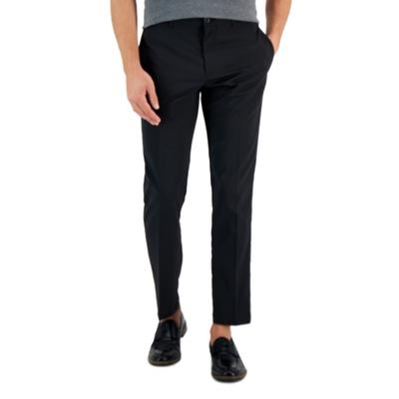 Perry Ellis Portfolio Mens Slim-Fit Solid Stretch Pants Black 32 x 30
