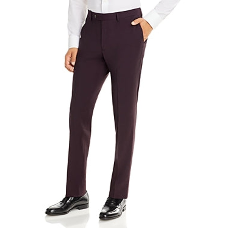 Robert Graham Wool & Mohair Slim Fit Dress Pants Size 33 Wine Red Burgundy Wool