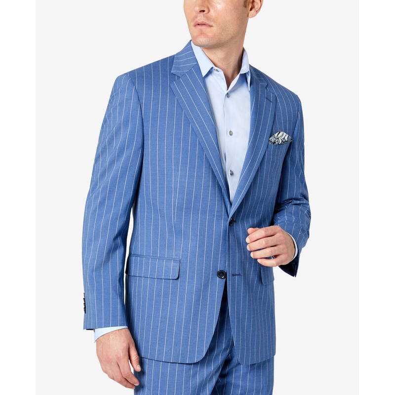Sean John Men's Classic Fit Suit Jacket Blue Stripe 42R