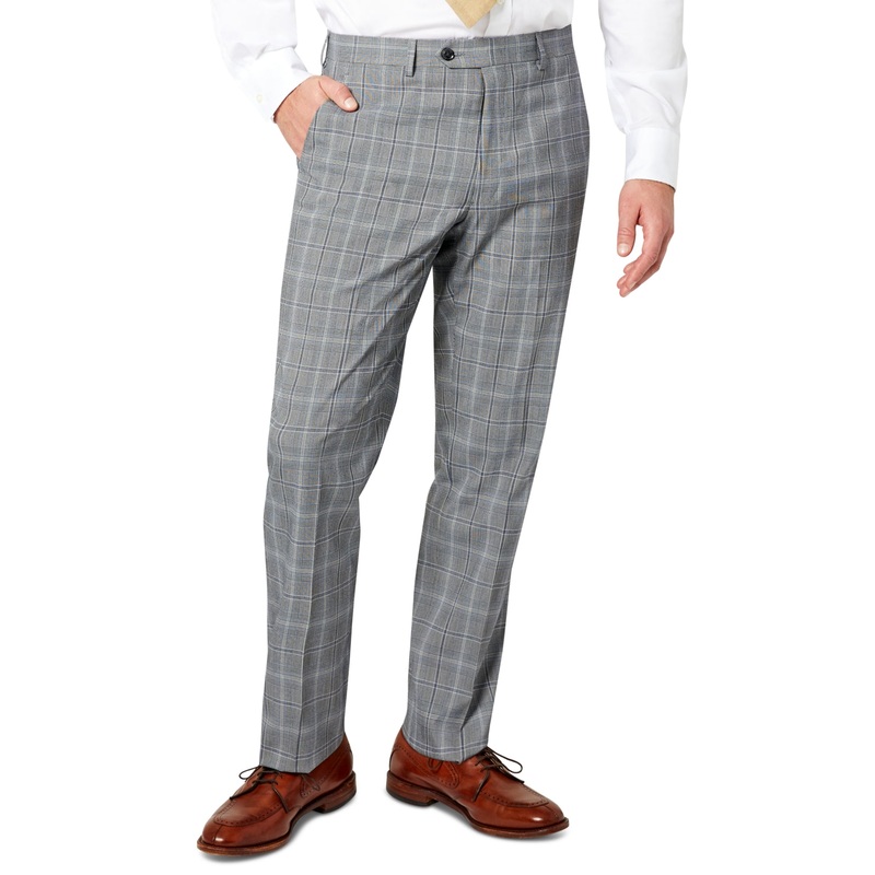 Sean John Mens Patterned Classic-Fit Suit Pants Grey Blue 32 x 32