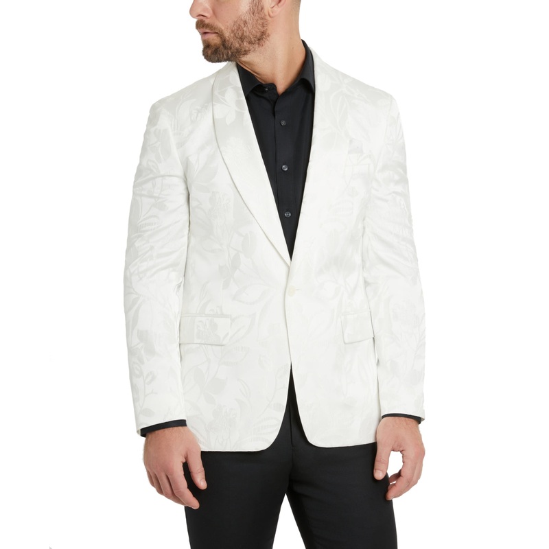 Tallia Mens Slim-Fit Sport Coat Floral White 44L
