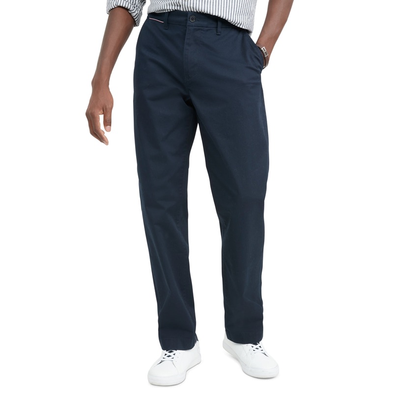 TOMMY HILFIGER Men's Global Stripe Casual Chino Pants Navy Blue 38 x 34