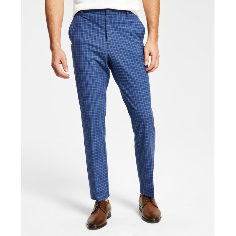 Tommy Hilfiger Men's Modern Fit Dress Pants Blue Windowpane 34 x 30