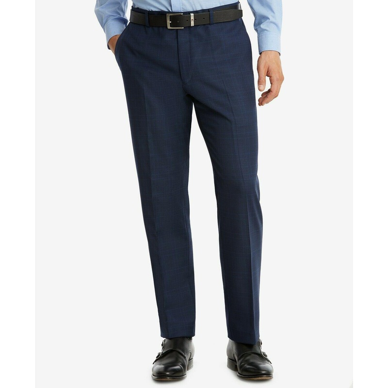 Tommy HilfigerMen's Modern Fit Flex Stretch Dress Pants Navy Plaid 32 x 30
