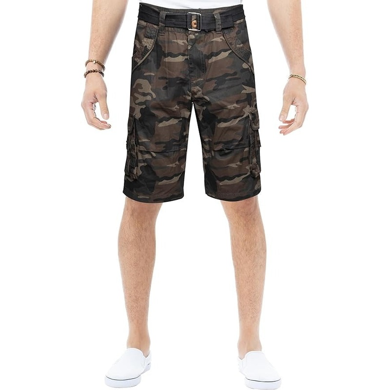 X-Ray Mens Belted Cargo Camo Shorts Size 32 Green
