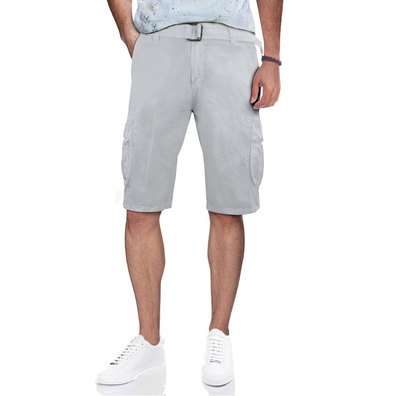 X-Ray Mens Belted Double Pocket Cargo Shorts White 38 x 12.5