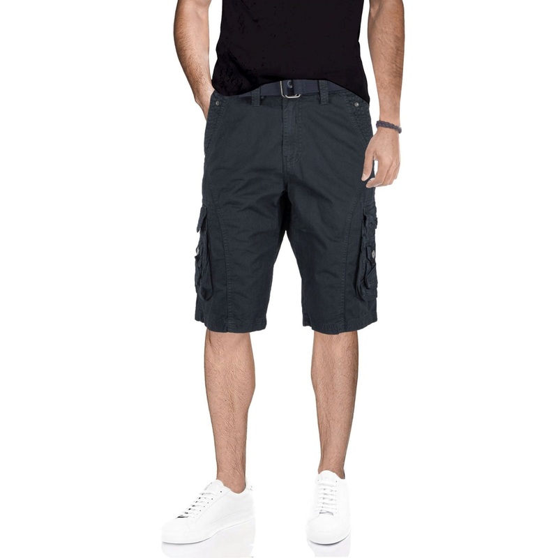 X-Ray Mens Denim Belted Snap Cargo Shorts Navy Blue 34 x 12.5