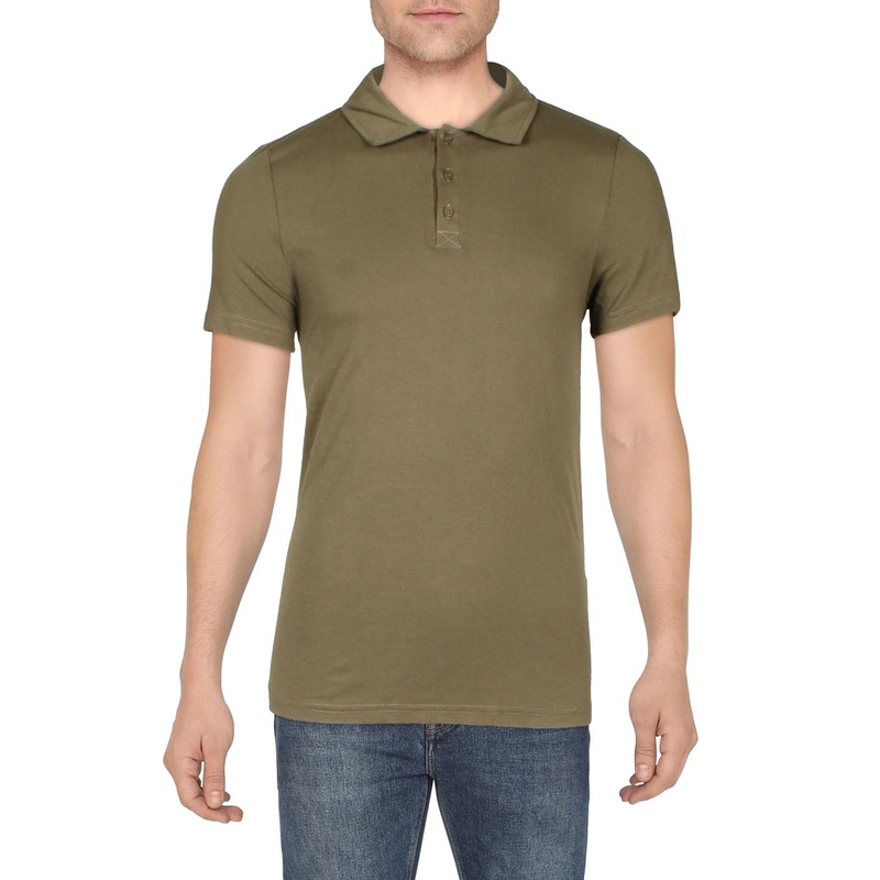 And Now This Men's Knit Short Sleeve Polo Shirt Olive Green Night XL