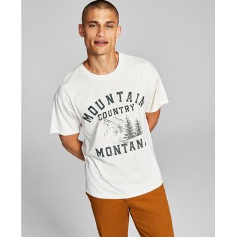 And Now This Men's Mountain Country Graphic Short Sleeve T Shirt Moonbeam T-shirt Medium