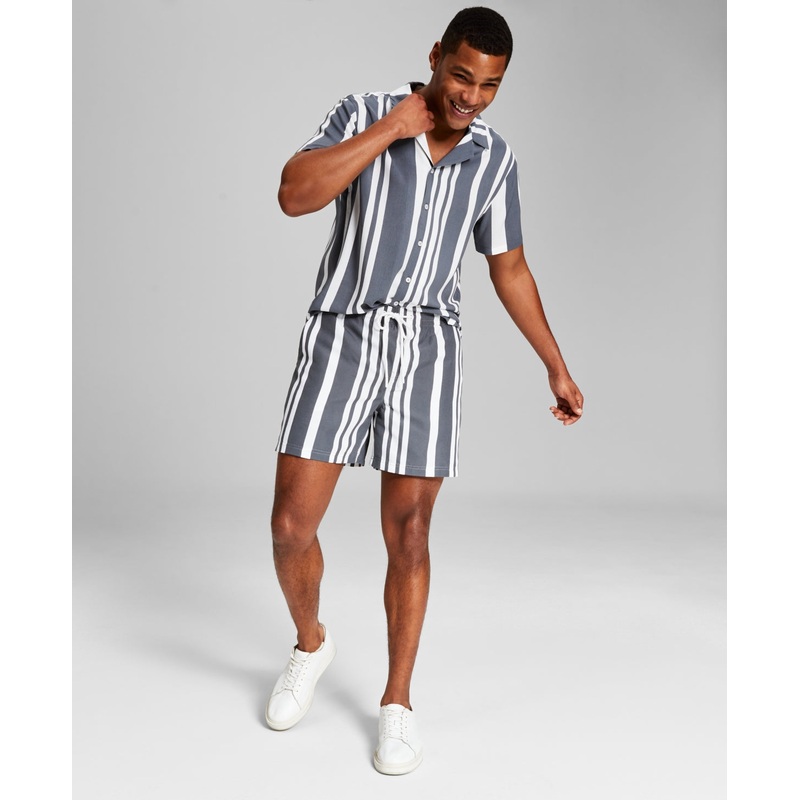 And Now This Men's Regular Fit Stripe 6" Drawstring Shorts Medium