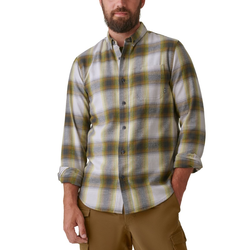 BASS OUTDOOR Men's Expedition Flannel Button Down Shirt Vapor Blue Plaid Small