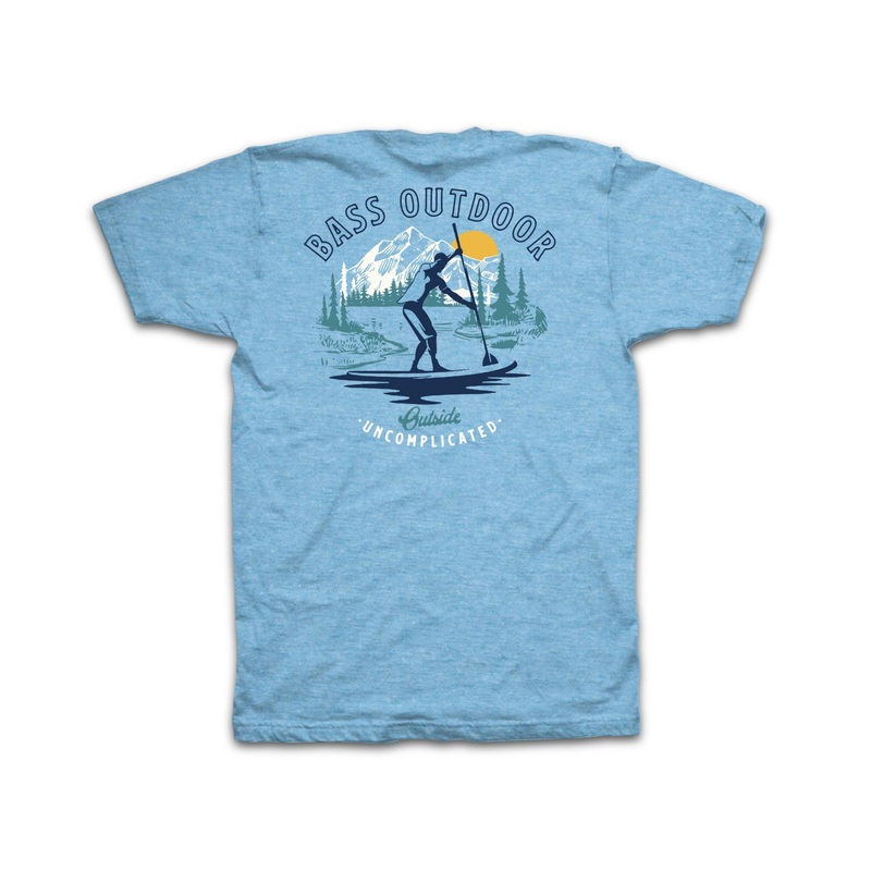 Bass Outdoor Men's Sky Blue Heather Paddled Short Sleeve T Shirt  Large