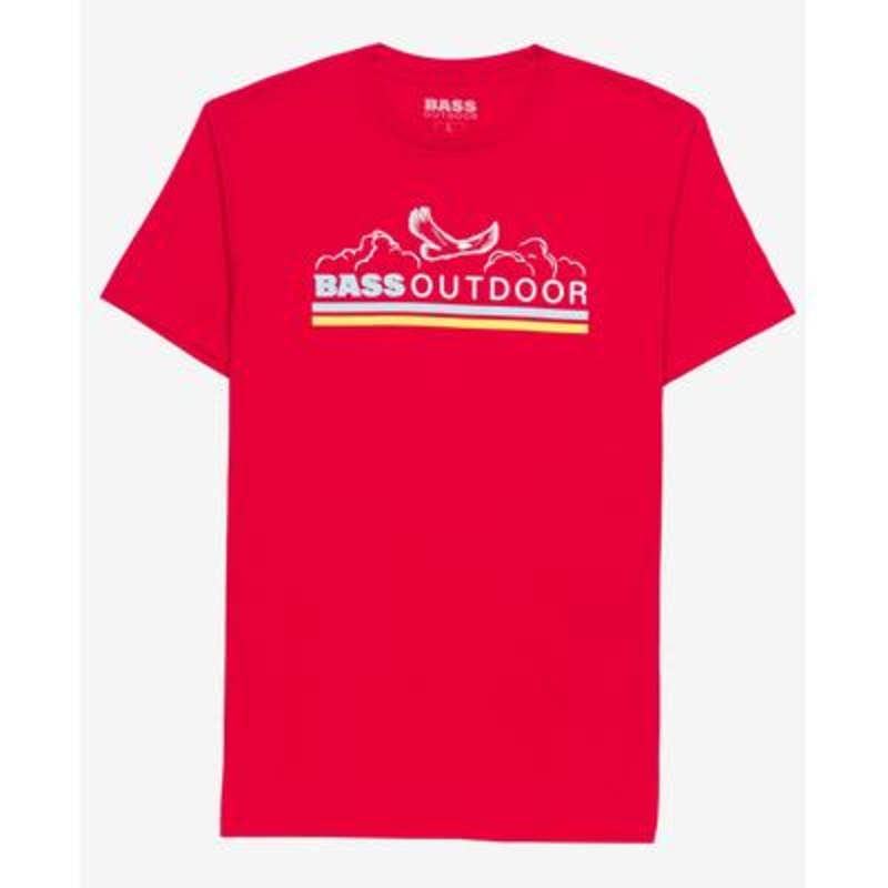 BASS OUTDOOR Mens Float Short Sleeve T Shirt Mountain Red Medium