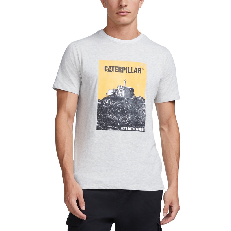 CATERPILLAR Men's Grunge Tractor T-Shirt Grey Small
