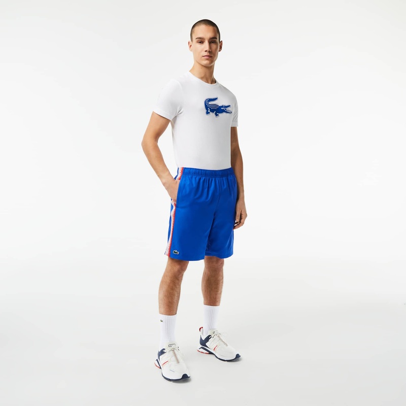 Lacoste Men's Regular-Fit Branded Stripe Tennis Shorts Blue 3XL