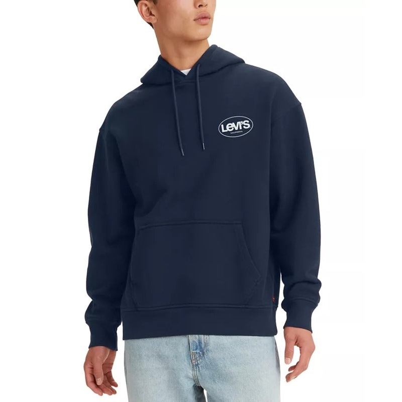 Levis Mens Surf Relaxed-Fit Logo Hoodie Sweatshirt 2XL XXL Navy Blue