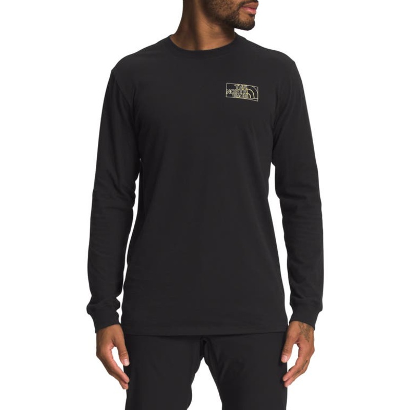 The North Face Mens Long Sleeve Graphic Crewneck T Shirt Black Small