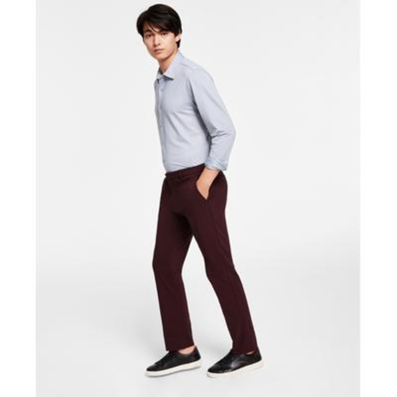 Tommy Hilfiger Men's Modern Fit Flex Stretch Dress Pants Burgundy 34 x 32