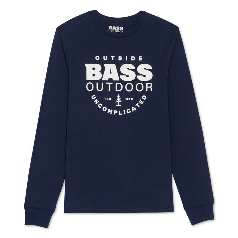 BASS OUTDOOR Mens Long Sleeve T Shirt Dress Blues XXL