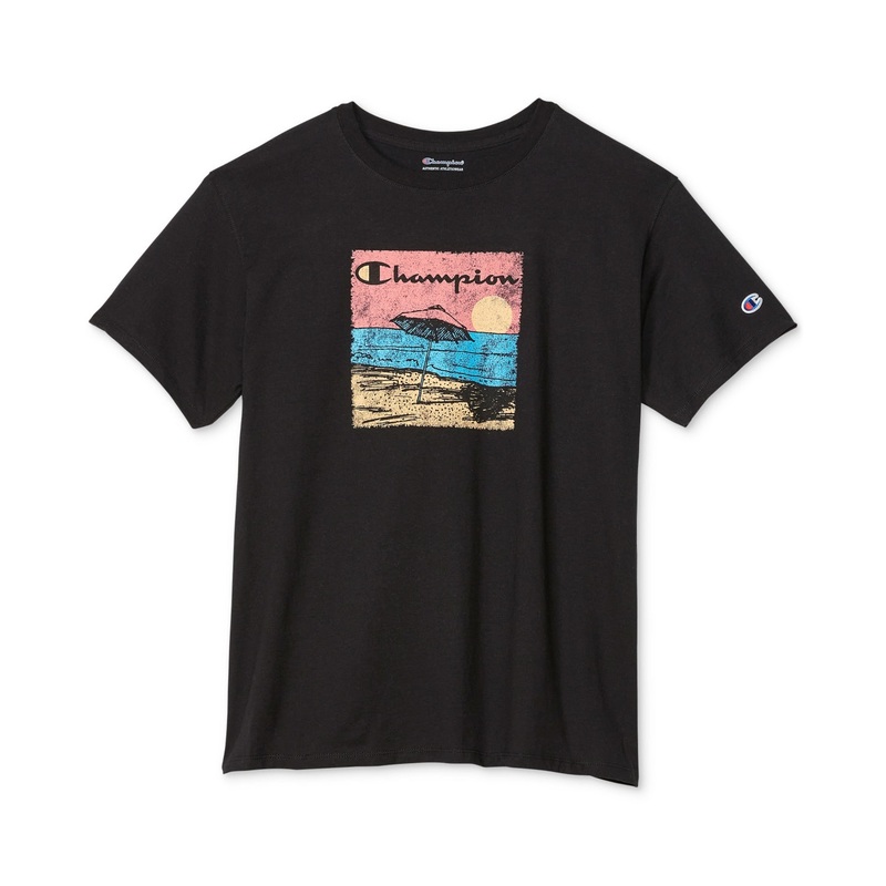 Champion Men's Beach Time Standard Fit Short Sleeve T Shirt Black Medium