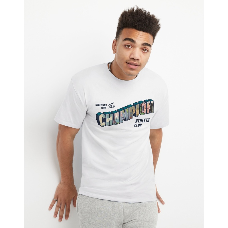 Champion Men's Classic Graphic Logo Short Sleeve T Shirt White XL