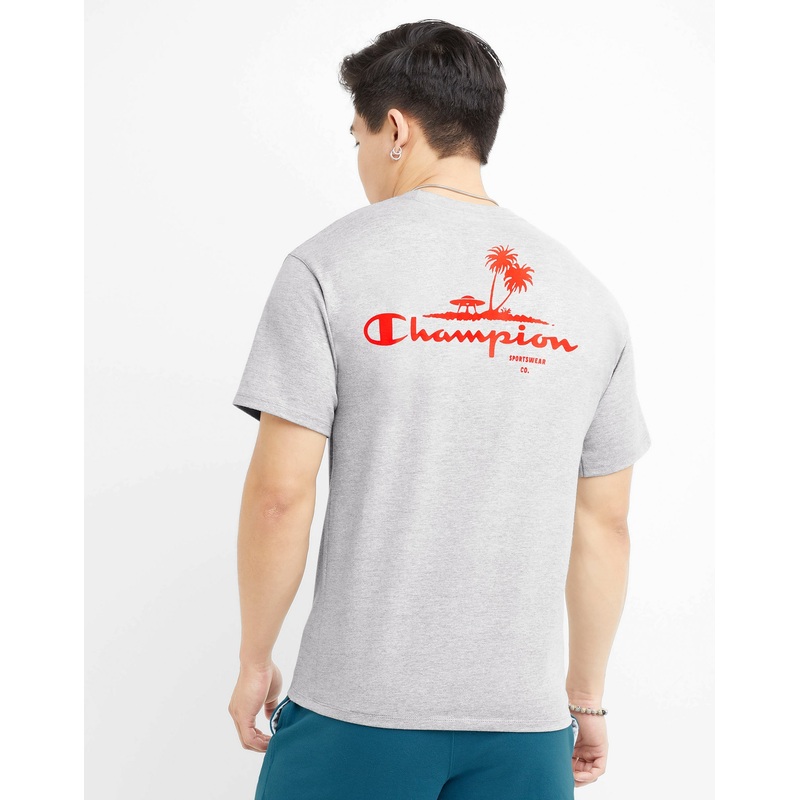 Champion Men's Classic Logo Graphic Crewneck Short Sleeve T Shirt Gray XL