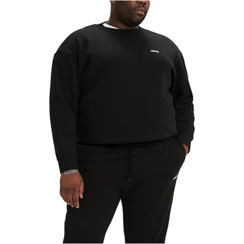 Levis Mens Big and Tall Relaxed Fit Pullover Crewneck Sweatshirt Black 5XL