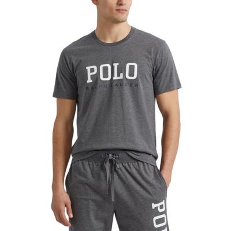 Polo Ralph Lauren Men's Logo Graphic Short Sleeve Sleep Shirt Pajama Grey Large