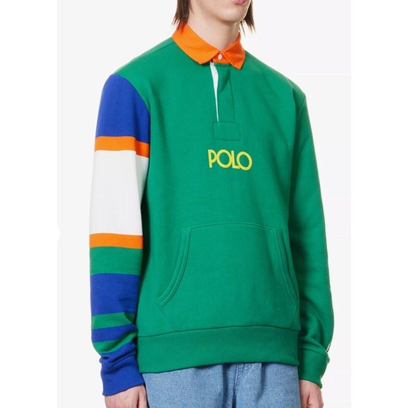 Polo Ralph Lauren Mens Fleece Rugby Sweatshirt Green Large