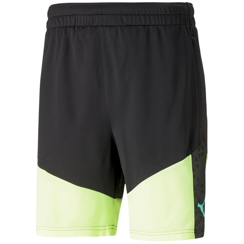 Puma Mens Cup Logo Soccer Training Shorts Black Yellow 2XL