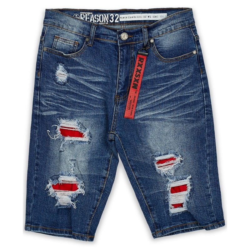 Reason Mens Vincent Jean Shorts Medium Blue Size 32
