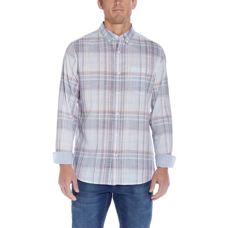 Weatherproof Vintage Men's Long Sleeve Button Down Shirt White Multi Small