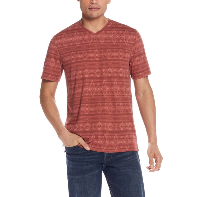 Weatherproof Vintage Mens Red Short Sleeve V Neck T Shirt Ochre Small
