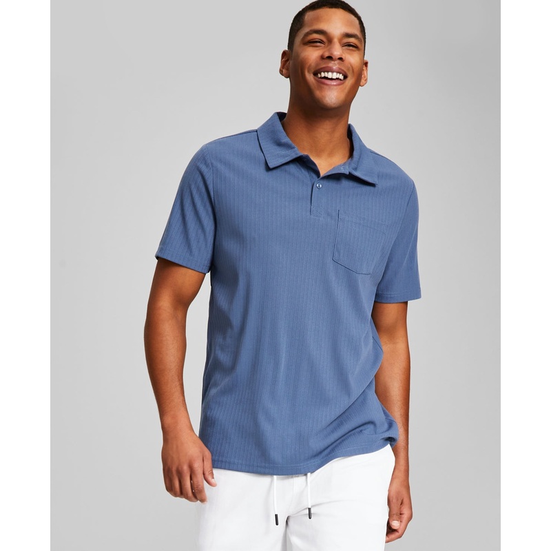 And Now This Men's Short-Sleeve Polo Shirt Blue Small