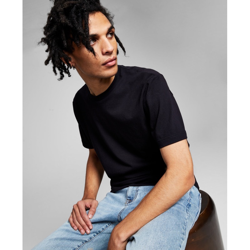 And Now This Men's Solid Short Sleeve Crewneck T Shirt Black Large