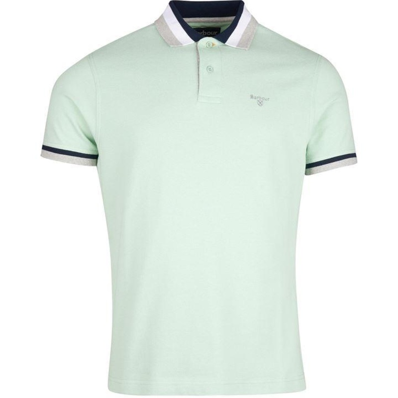 Barbour Men's Finkle Short Sleeve Polo Shirt Dusty Mint Green Medium