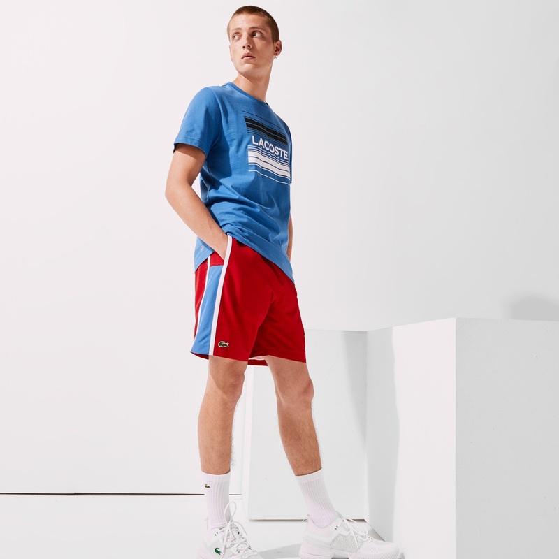 Lacoste Mens Taffeta Sport Shorts Red White 3XL