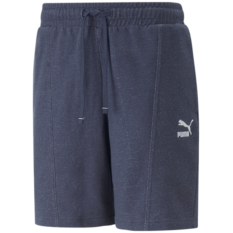 PUMA Men's Elastic Drawstring Embroidered Logo 8" Shorts Indigo Blue Small