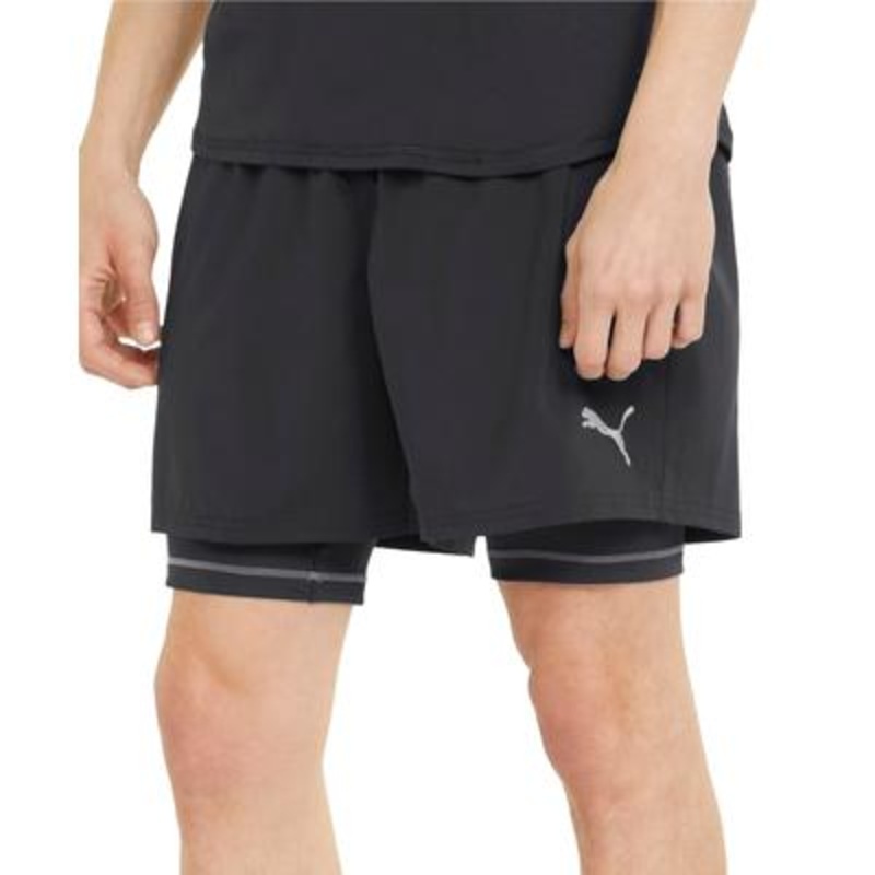 Puma Men's Two-in-One Logo Running Shorts Black Large