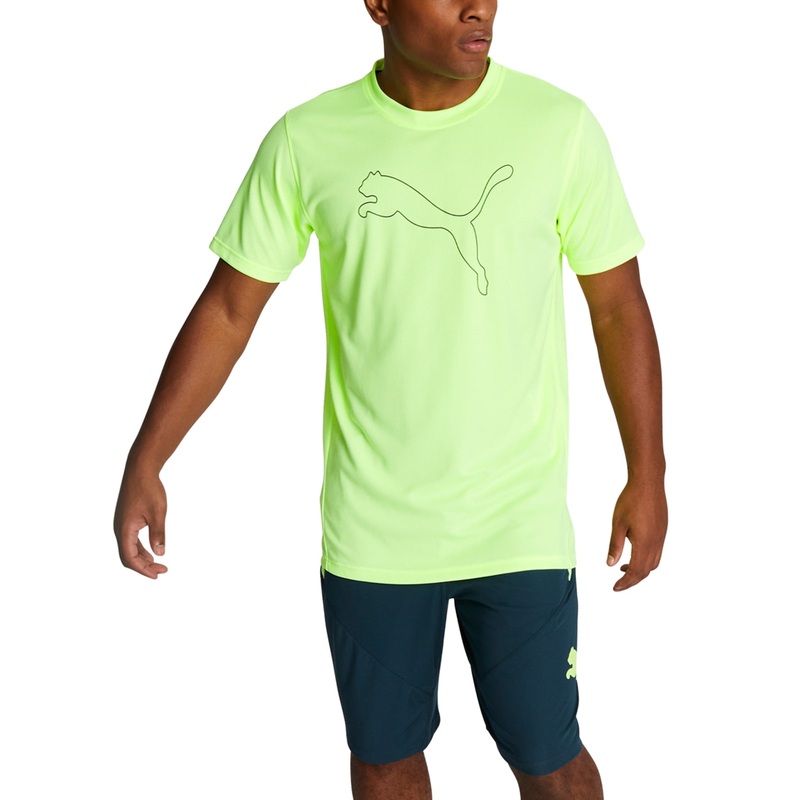 Puma Mens Colorblocked 10" Logo Fitness Shorts Teal Green Medium