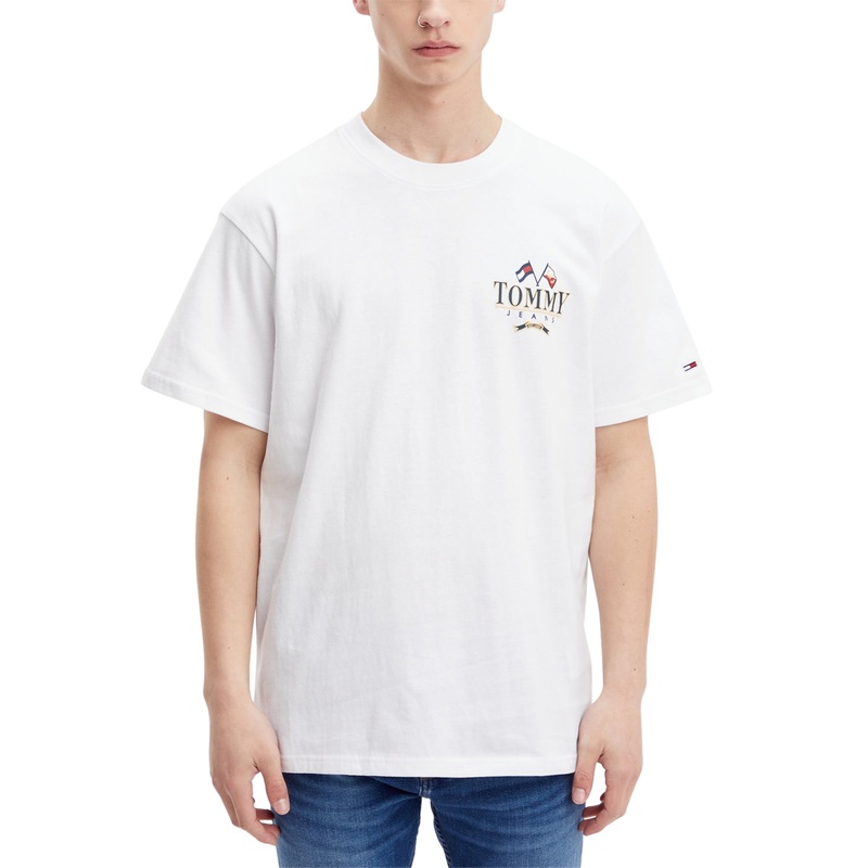 Tommy Hilfiger Tommy Jeans Mens Relaxed White Short Sleeve T Shirt Medium
