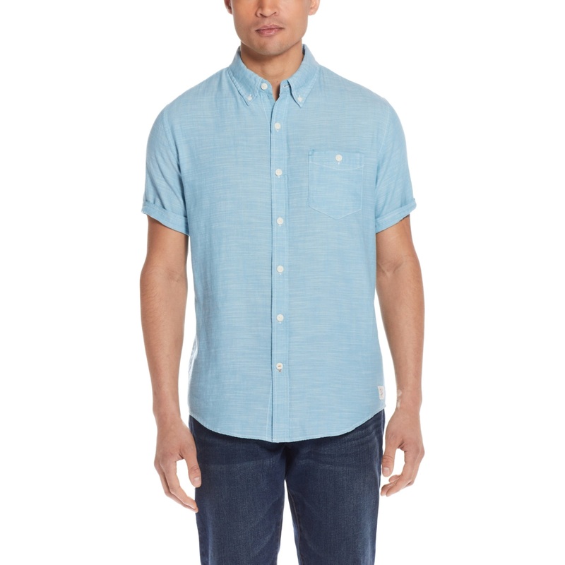 Weatherproof Vintage Men's Short Sleeve Button Down Shirt Adriatic Blue Small