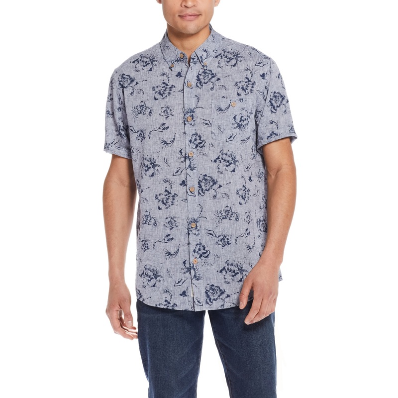 Weatherproof Vintage Men's Short Sleeve Button Down Shirt Blue Small