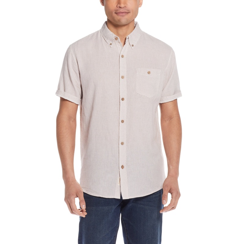 Weatherproof Vintage Mens Linen Button Down Shirt Cinnamon Stick Small