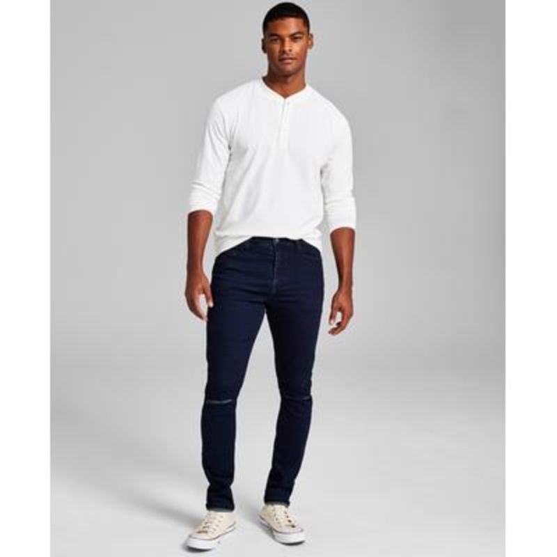AND NOW THIS Men's Pearson Skinny-Fit Stretch Destroyed Jeans Dark Blue 30 x 30